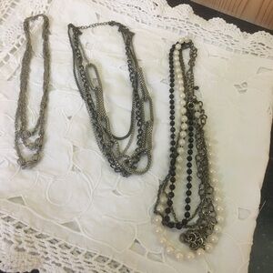 Elegant Silver and Black Layered Necklace Set